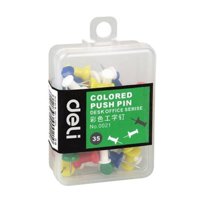 DELI 0021 Colorful Thumb Tacks Decorative Push Pins (Assorted Colours)