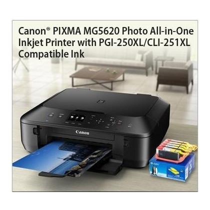 Canon® PIXMA MG5620 Photo All-in-One Inkjet Printer With PGI-250XL/CLI-251XL Compatible Ink
