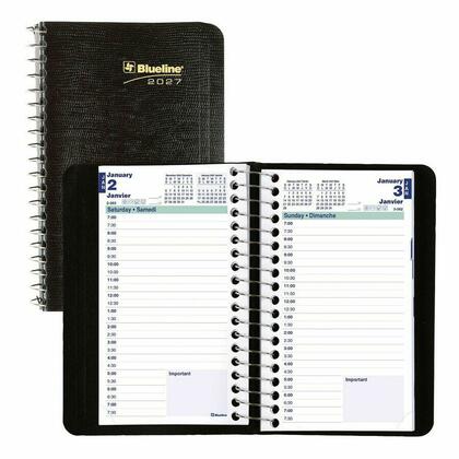Blueline® Essential Daily Pocket Planner, 12-Month, Jan-Dec 2027, 6" x 3-1/2", Bilingual