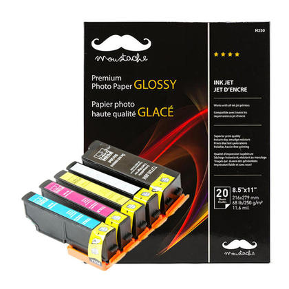 Epson T273XL Compatible Ink cartridge Combo with Moustache® Photo Paper Glossy