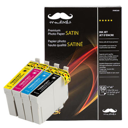 Epson T200XL New Compatible Ink Cartridges with 50 Sheets Moustache® Professional Satin Photo Paper