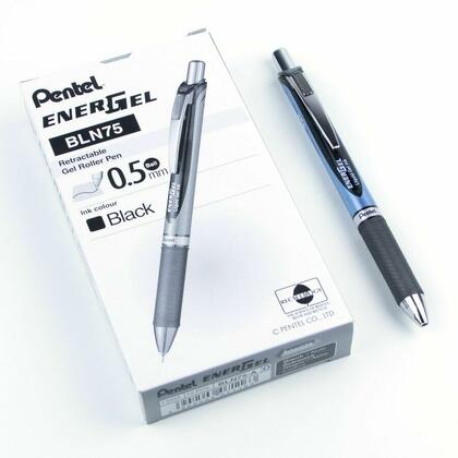Pentel® EnerGel® Retractable Liquid Gel Pen, 0.5mm Needle Tip, Smooth Quick-Dry Ink, 12 / Box