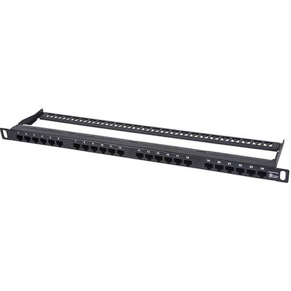 SpaceSaver 19-inch Half-U UTP Cat6A Patch Panel, 24 Ports Dual IDC - Monoprice®