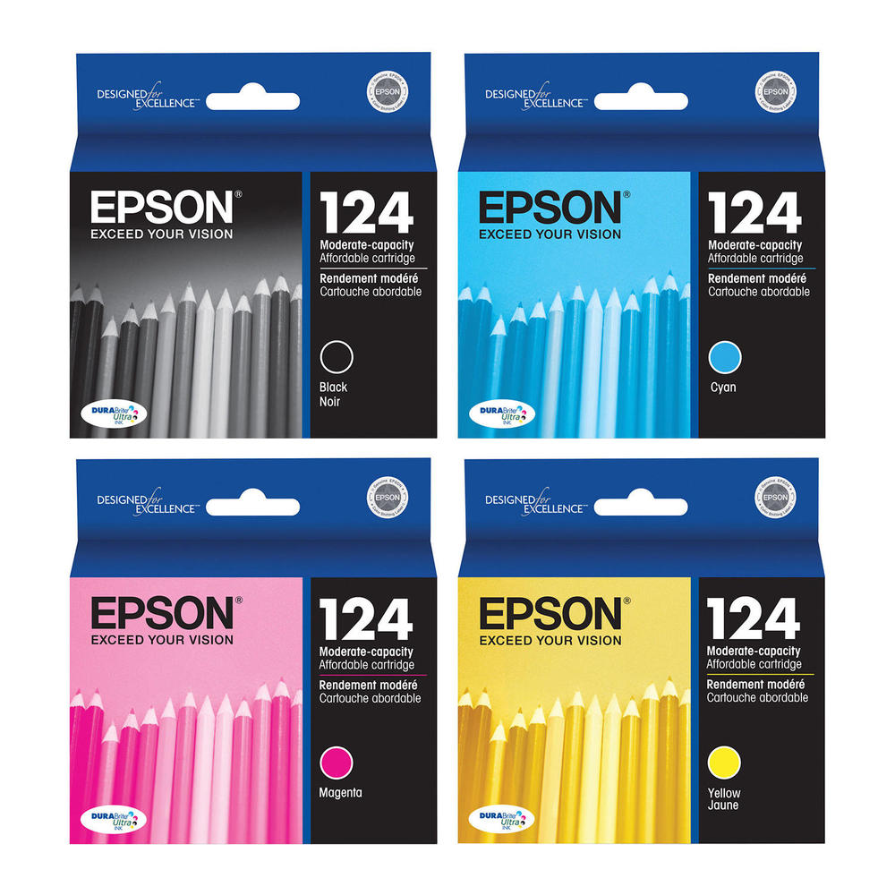 Epson 124 Black and Color C/M/Y Ink Cartridges (T124120BCS), Moderate