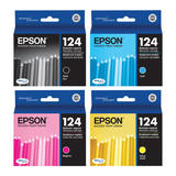 Epson T124 BK C M Y OEM Stylus NX125 Epson 124 Original Black and Color Ink Cartridge Combo BK C M Y