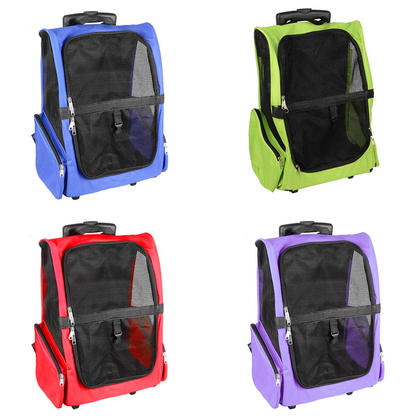 4-in-1 Pet Carrier Luggage Box Dog Cat Travel Backpack Crate Rolling Wheel with Removable Support
