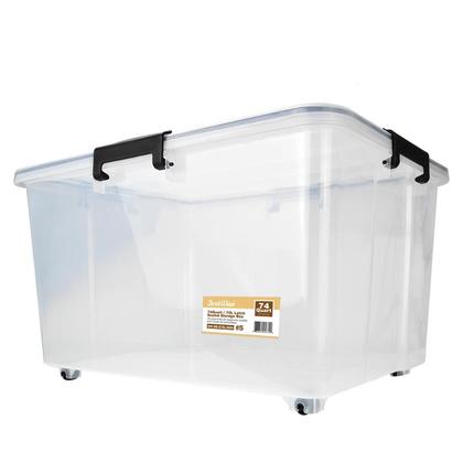 Plastic Latch Storage Box Ultra Stack Pull Container Clear Organizer 70L 4 Pack - SortWise®