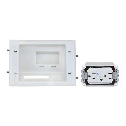 Recessed Low Voltage Mid-Size Plate with Duplex Surge Suppressor, White - Monoprice®