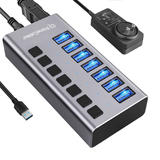 PrimeCables Cab USB3 HUB 7PORTS USB 3 0 Adapters 7 Port USB 3 0 HUB with Individual Switch Power Adapter Plug Black PrimeCabl