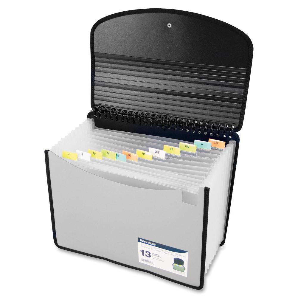 Winnable® 13Pocket Coil Bound Poly Expanding File, Letter Size
