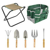 LIVINGbasics GZA 00562 Hand Tools 7 Piece All In One Garden Tool Set 5 Sturdy Stainless Steel Tools LVINGbasics