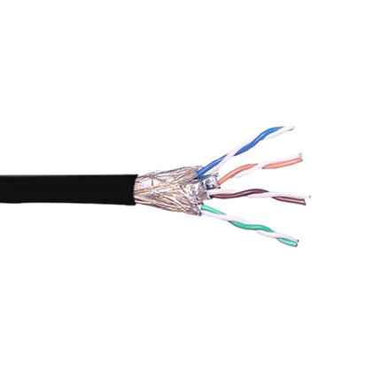 Cat6A 26AWG SSTP Solid Bulk Cable, Solid Bare Copper, CMR/FT4, 1000ft - Black