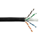 Cab BK C6ASL 4DB Cat6 6a Network Ethernet Cable 1000ft 4 Pair Cat6A 10Gbps UTP Solid UV Direct Burial Bulk Cable Black