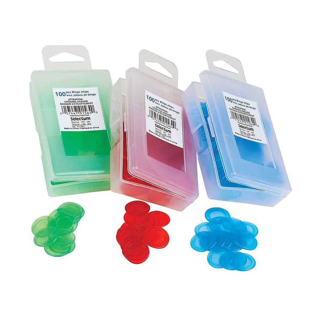Bingo Tokens, 100 Chips/Pack, Color in Random - 357467