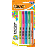 BiC 140 BLP51 AST Highlighters BIC Brite Liner Super bright fluorescent ink Highlighters Chisel tip 5 Pack
