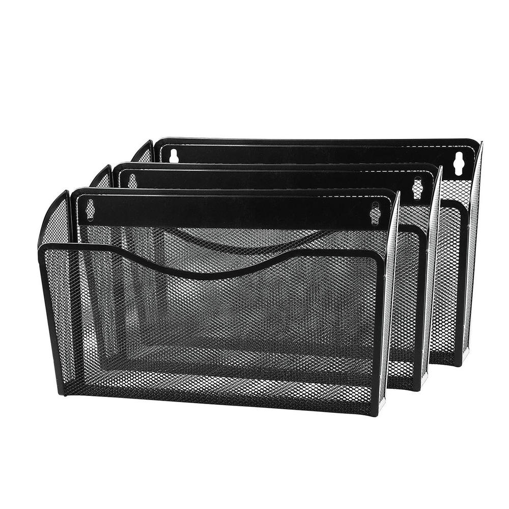 Winnable Mesh Wall Files Pocket, 3/Pack, Letter Size, Black (11951)
