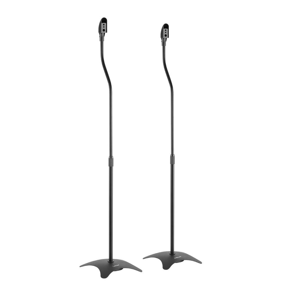 Height adjustable Metal Satellite Speaker Floor Stand, Set of 2, Black