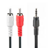 PrimeCables Cab 352RCA 1 5FT 3 5mm 2 5mm Audio Cables 1 5ft 3 5mm Stereo Plug 2 RCA Plug Cable Black PrimeCables