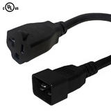PW 109C 01 NEMA IEC Cables 1ft NEMA 5 15 20R to IEC C20 Power Cable 14AWG SJT