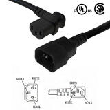 Cab PW 100L3 All Power Cables Cords IEC C13 Left Angle to IEC C14 Power Cable 18AWG SJT