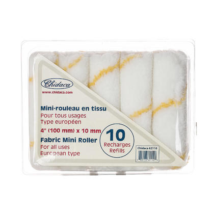 Fabric mini-roller cover set, European type, for all uses 4" (100mm) x 10mm 10/Pack
