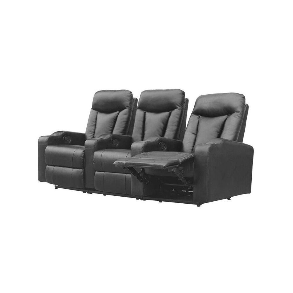 PMC3005 Manual Latch Recline Leather Home Theater Seating1 SeatBlack