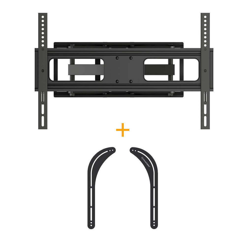 Full Motion Articulating TV Wall Mount + Universal Sound Bar Speaker