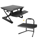 PrimeCables Cab MT101 M BK FR03 Monitor Desk Mounts Sit Standing Height Adjustable Desk Ergo Riser Height Adjustable Footrest