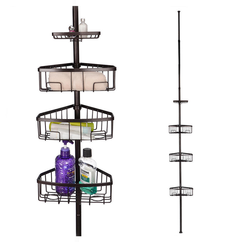 Adjustable Bathroom Shower Storage Constant Tension Corner Pole Caddy
