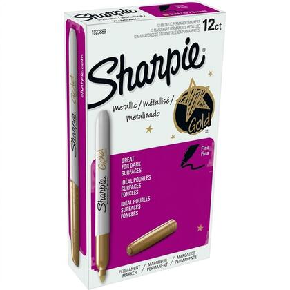 Sharpie® Metallic Permanent Marker, Fine Point, Gold, 12 / Box