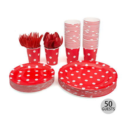 Red Polka Dot Party Utensil and Cutlery Set of 50 LIVINGbasics®