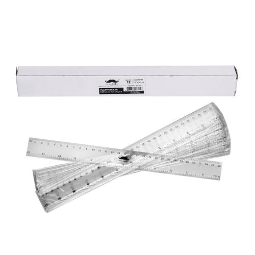 Protector Ruler Box 12-Inch Transparent Plastic Ruler - Dual Sided with Inch and Centimeter ...