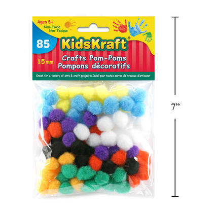 85 Pieces 15mm Pom Poms for Hobby Supplies and DIY Creative Crafts Decorations, Assorted Colors