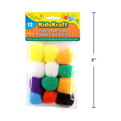 12 Pieces 40mm Pom Poms for Hobby Supplies and DIY Creative Crafts Decorations, Assorted Colors
