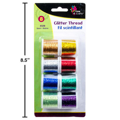 Colorful Glitter Sewing Thread Kit for DIY Embroidery and Quilting, 8pcs - Time 4 Crafts