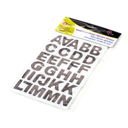 Self-Adhesive Wood Grain Design Alphabet Stickers, 2 Sheets, Random Color - Time 4 Crafts