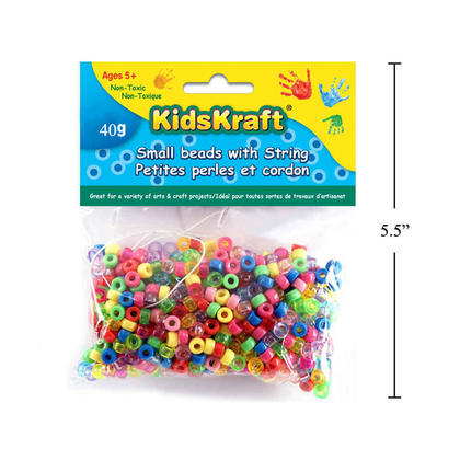 40g Plastic Small Beads with String, Colorful DIY Craft - KidsKraft