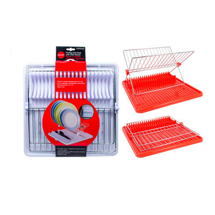 Folding Dish Rack With Drain Board, 1 Randomized Color Per Pack