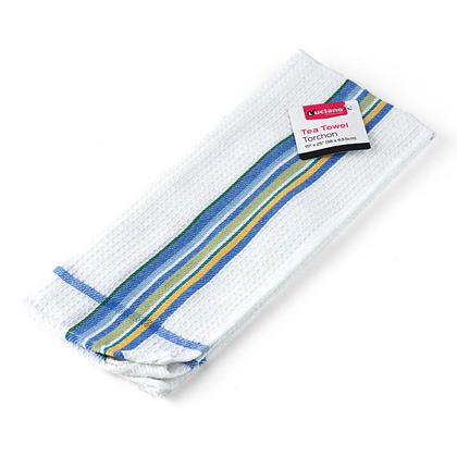 100% Cotton Striped Waffle Weave Tea Towel, 15" x 25", Random Color - Luciano