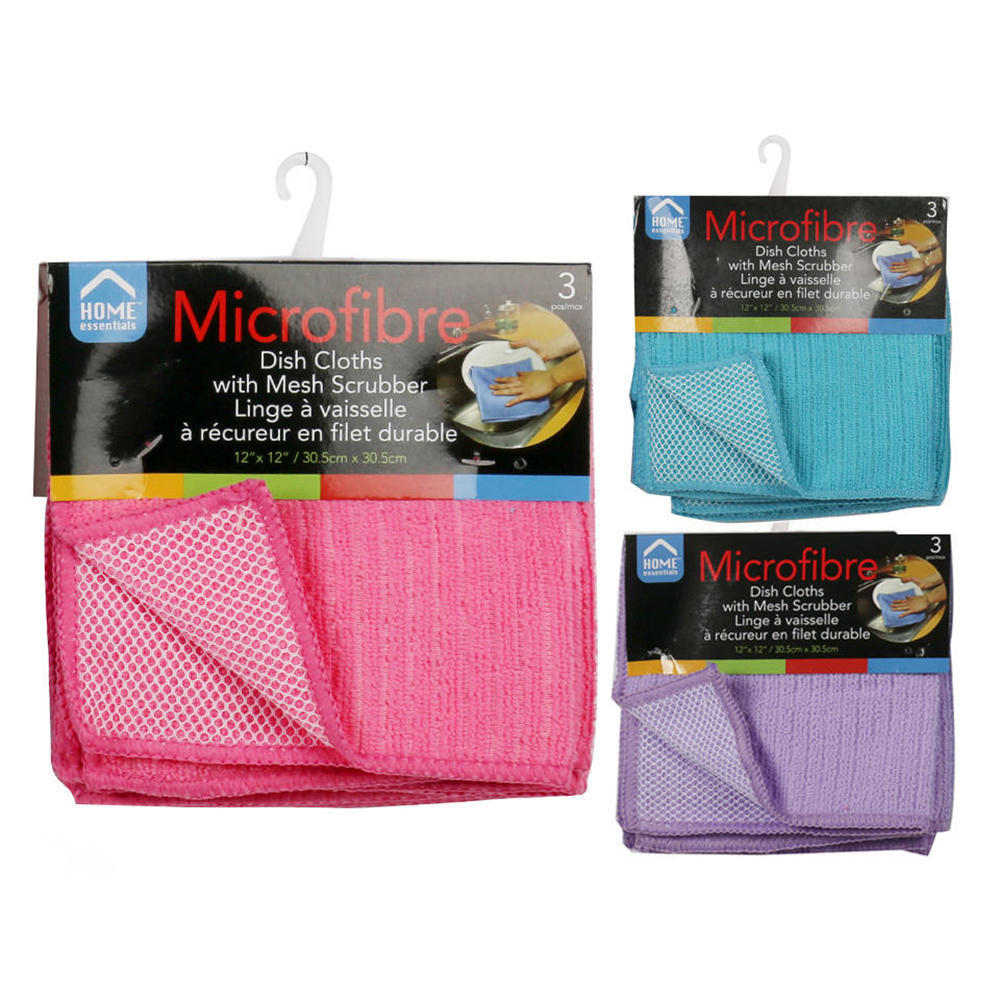 Kitchen Dish Cloth with Mesh Scour Side for Scrubbing, 3Pcs/Pack, Random Color