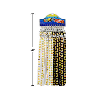 Printed Lanyard Neck Straps With Clip Emoji Key Chain Ring 17", 1 Randomized Color Per Pack