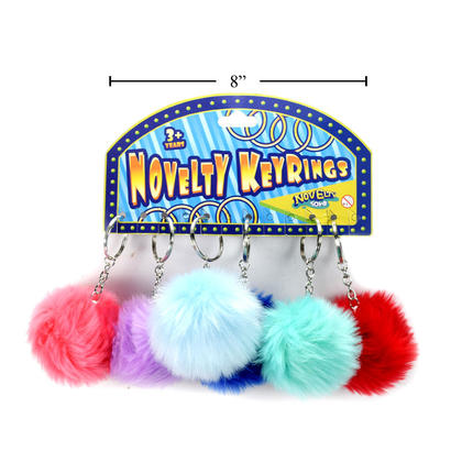 Pom Pom Key Chain Ring 3", 1 Randomized Color Per Pack