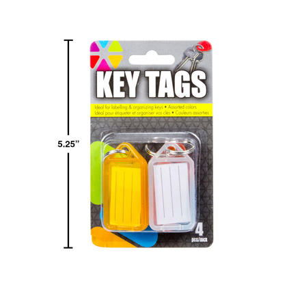 Key Tag Organizers Id Labels Tags with Split Ring 4Pcs/Pack