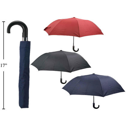 Folding Umbrella Automatic Open Umbrella Steel Shaft Crook Handle, 1 Randomized Color Per Pack