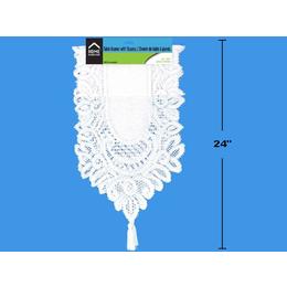 Other Brands LVC 83989 Table Linens H E Table Runner w Tassel White 13 x 54