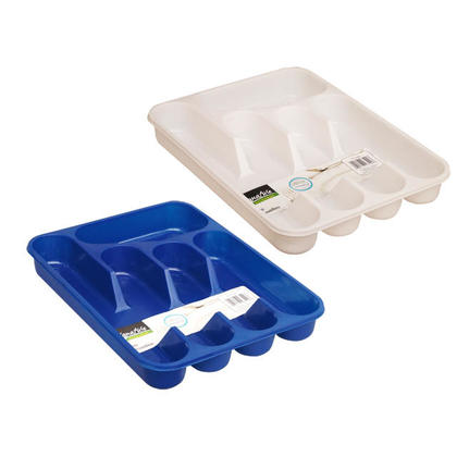 Plastic Cutlery Tray Kitchen Utensil Organizer Storage 13x9.25x1.75", 1 Randomized Color Per Pack