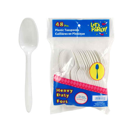 Party White Plastic Tea Spoons, Disposable Plastic Cutlery, 48Pcs