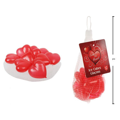 V'tines 12ct. Reuseable Heart Shape Ice Cubes in Net Bag