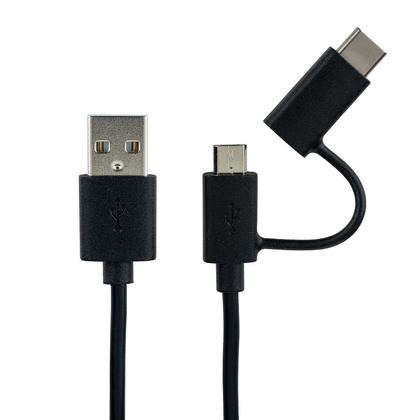 2-in-1 Type C or Micro USB to USB Cable for Smartphone & Tablet, 3.3 ft (1m) - PrimeCables®
