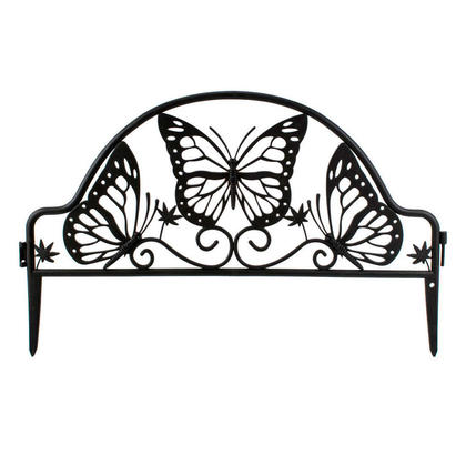 20"L Plastic Garden Fence with Butterfly Design, Flexible Lawn Edging Grass Pond Fence
